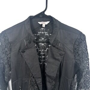 Candie's Women's Black Lace Sleeve Moto Jacket Size XS